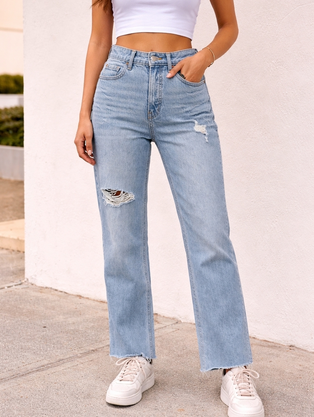 Old Navy Jean  Classic High-Rise Straight Leg Jeans - Light Blue.